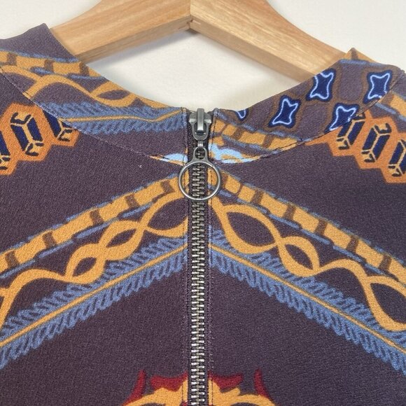 Free People Stella Retro Mod Multicolor Earth-tone Fall Mini Dress Size S Small - Picture 6 of 11